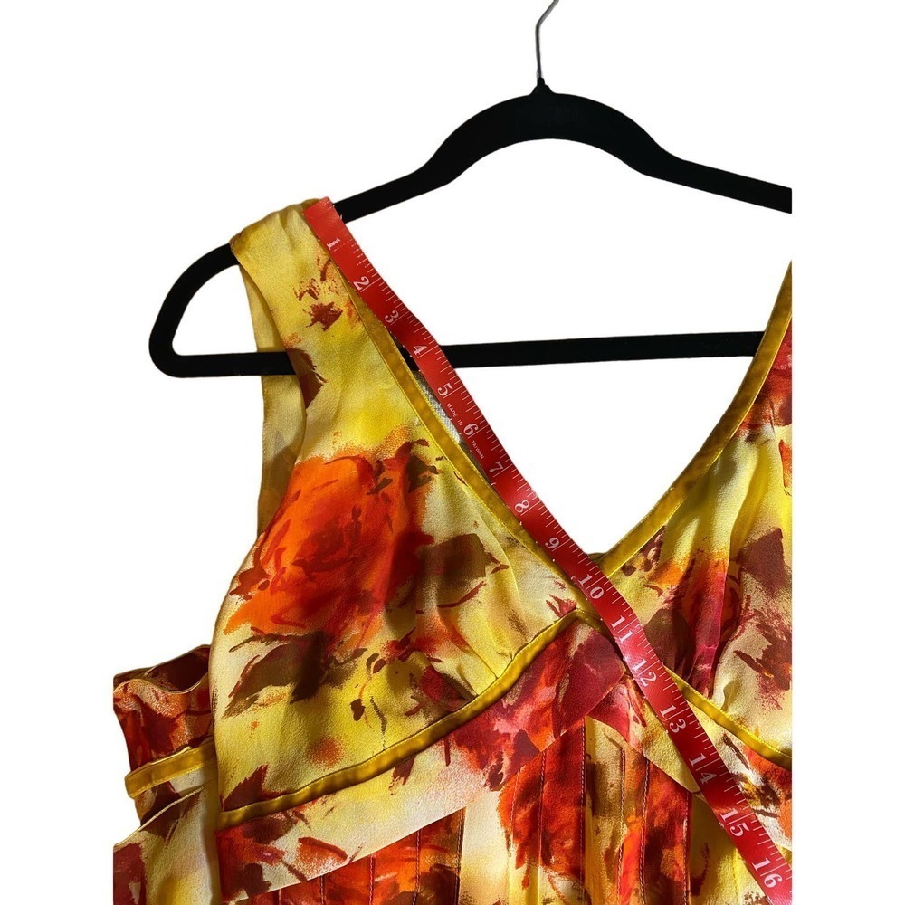 Giorgio Grati 100% Seta Silk Yellow/Red Floral dress - Picture 6 of 8
